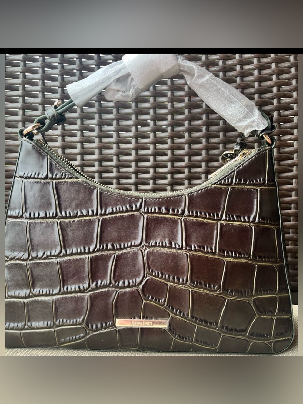 NWT Brahmin ESME in MATCHA GREEN BAIZE Shoulder Bag